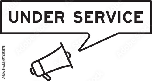 Megaphone icon with speech bubble in word under service on white background