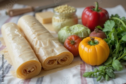 Wallpaper Mural Beeswax Wraps Beside Fresh Produce. Plastic-Free and Sustainable Food Storage Lifestyle Torontodigital.ca