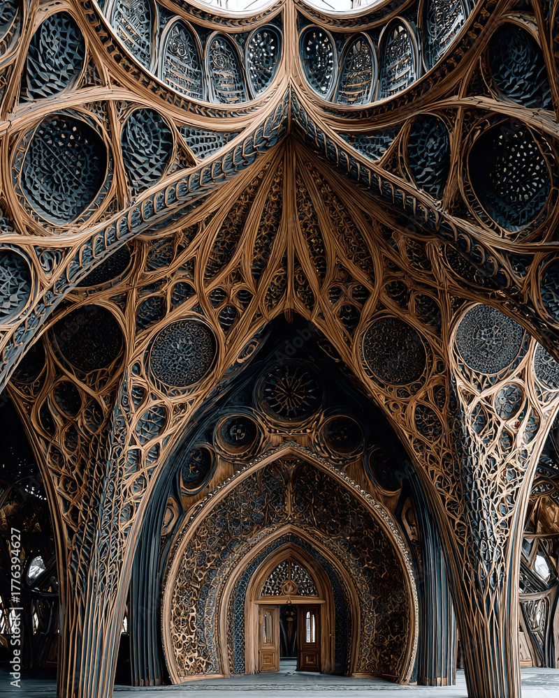 Obraz premium Intricate Architecture Stunning Details and Symmetry in Modern Design
