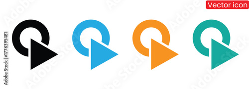 Play buttons in multiple colors create a clean, modern feel for app or website design. Great for any tech project needing simple navigation elements.