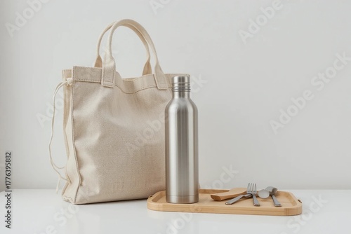 Wallpaper Mural Minimal Still Life with Reusable Essentials. Eco Lifestyle and Sustainable Living Concept Torontodigital.ca