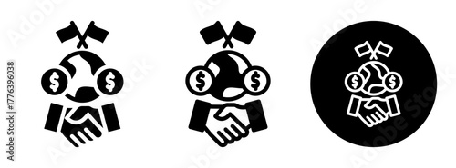 Economic Diplomacy Icon Collection Glyph & Mixed Style