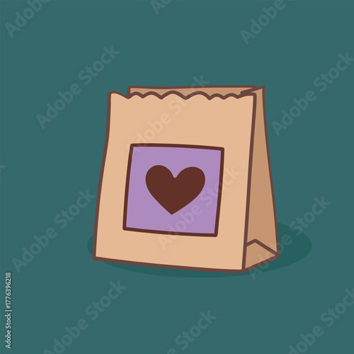 Brown Paper Bag with Purple Heart Logo