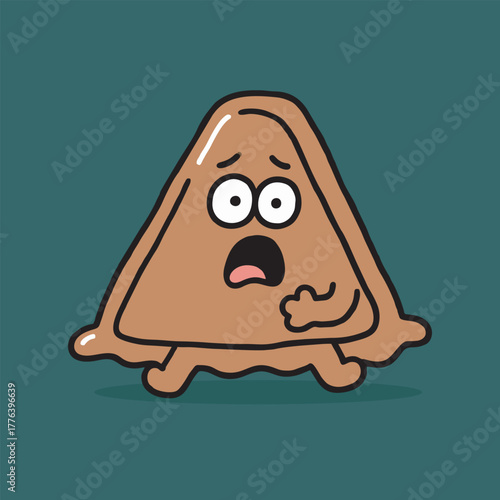 Surprised Triangle Cartoon Character with Exaggerated Expression