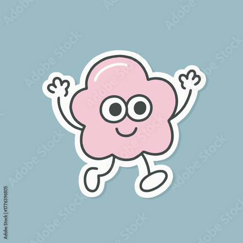 Pink Cloud Monster Cartoon Character Illustration