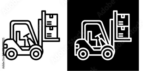 Forklift   Icon Set White Style Collection