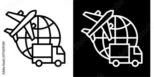 Global Shipping   Icon Set White Style Collection