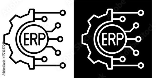 Erp Integration   Icon Set White Style Collection