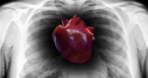 3D medical pumping heart and vein animation with bloodstream. Medical and health related 3D animation. 