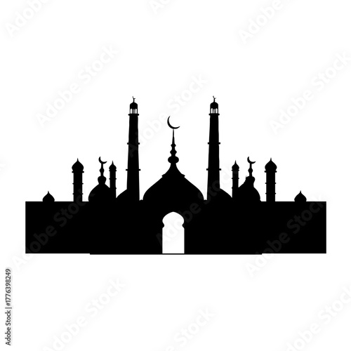 Taj Mahal vector illustration for India travel tourism landmark architecture and religious monument