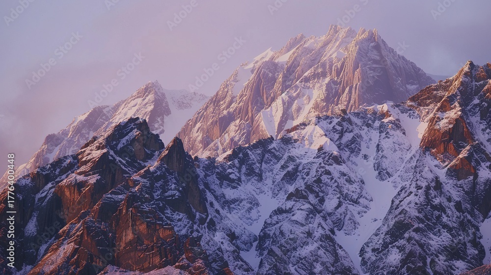 Obraz premium Epic Sunrise Over Majestic Mountain Range with Strong Side Lighting and Crisp Alpine Air