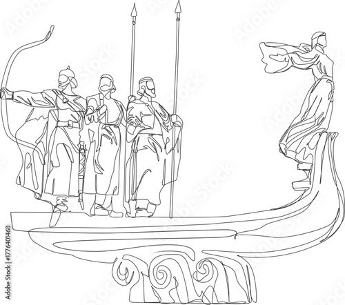 Kyiv founders monument in line art