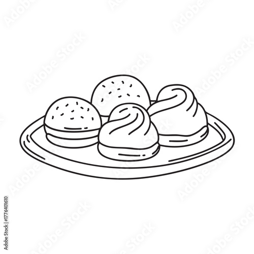 Metal tray with assorted fried dough pastries