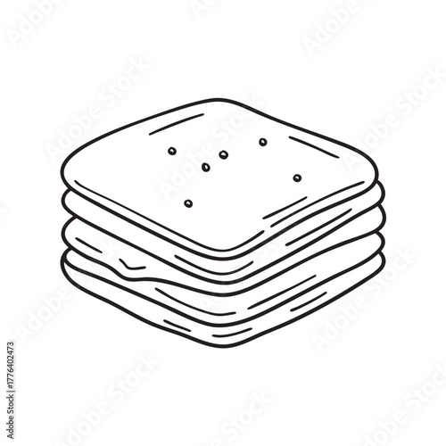 Rolled thin dough squares stacked on top of each other