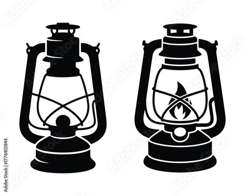 Lantern Illustration Icons Black and White
