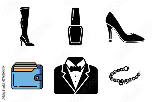 Bathtub, Hot Tub, and Spa Icons Set - Bathroom, Relaxation, Wellness Glyphs