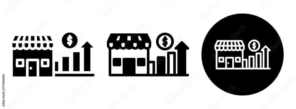 Fototapeta premium Market Growth Icon Collection Glyph & Mixed Style