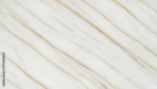 White Marble Texture with Gold Diagonal Veining Pattern