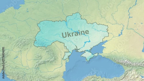 Zoom on the map of Ukraine in horizontal format