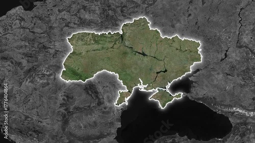 Zoom on the map of Ukraine in horizontal format