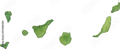 Vector watercolor illustration of map of Canary Islands