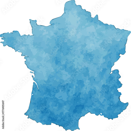 Vector watercolor illustration of map of France