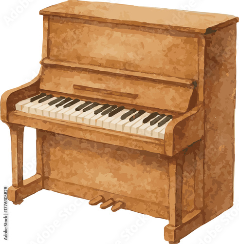 Watercolor vector illustration of a piano