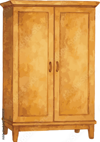 Watercolor vector illustration of a wardrobe