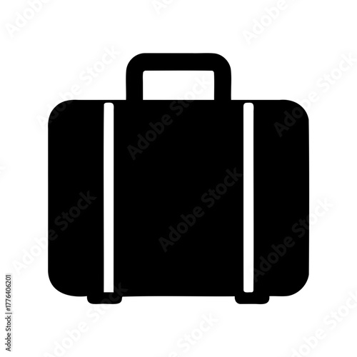 Stylized black silhouette illustration of a suitcase ready for travel and adventure