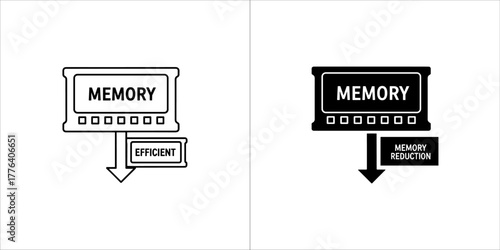 Memory module icon with efficiency arrow