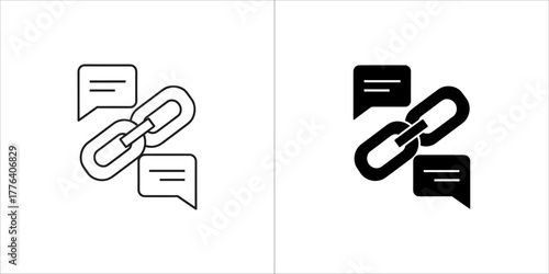 Link icon with speech bubbles, symbolizing connection and communication