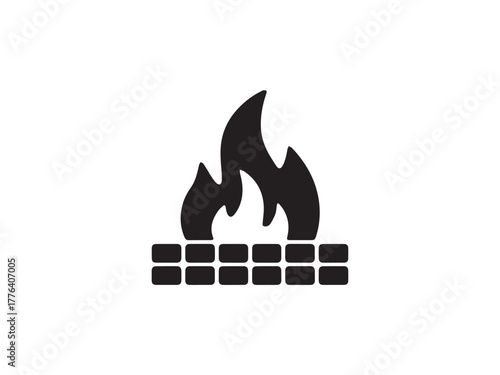 The yellow flame fire icon vector illustration is a danger sign symbol warning of hot heat and flammable hazard