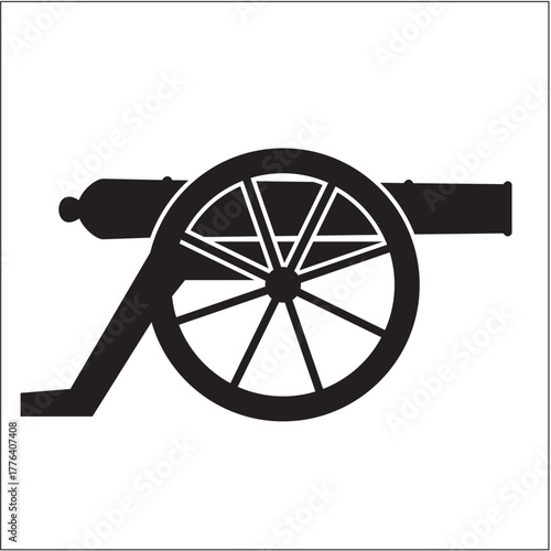 The silhouette of an ancient cannon