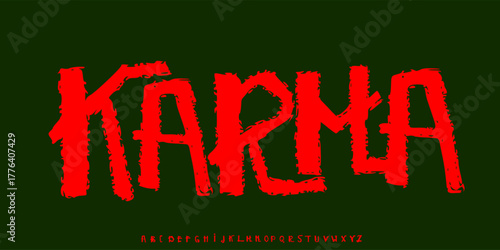 Vintage typeface design. Graphic display alphabet. Fantasy type letters. Latin character, accent marks. Vector illustration. Old badge, label, logo template