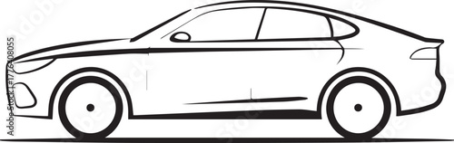 car side view minimalist sedan outline vector for design use