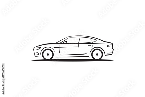 car side silhouette vector modern four door sedan outline