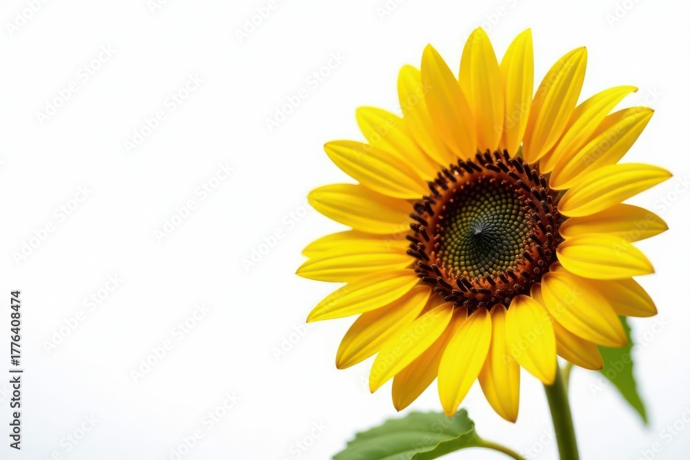 Fototapeta premium Large sunflower seed, sharp focus, pristine white background, object, farm, photography