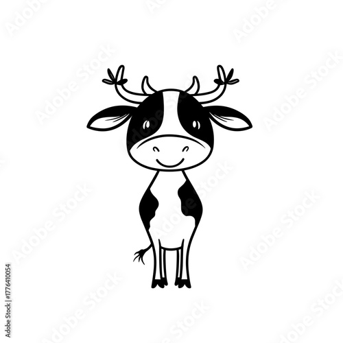 cattle. cattle simple black and white line art vector logo