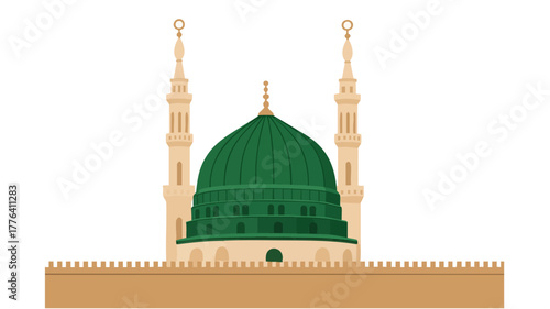 Roza Mubarak Green Dome Islamic Religious Artwork