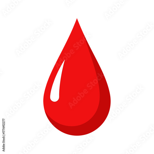 Simple Flat Style Red Liquid Droplet Icon Sign Illustration