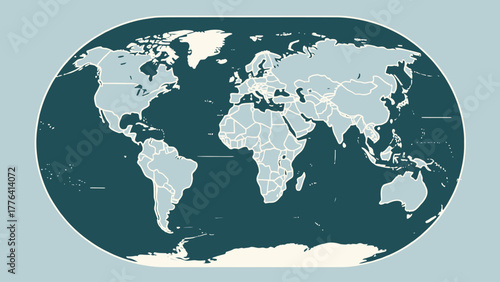 Clean and modern linear illustrations of the planet Earth, accurate continental outlines, longitude and latitude lines, and abstract global concepts in minimal vector style.