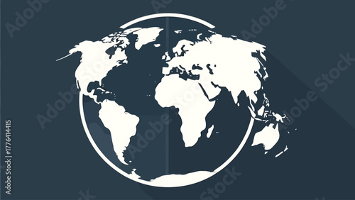 Clean and modern linear illustrations of the planet Earth, accurate continental outlines, longitude and latitude lines, and abstract global concepts in minimal vector style.