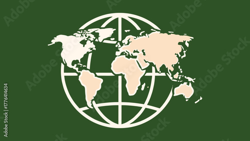 Clean and modern linear illustrations of the planet Earth, accurate continental outlines, longitude and latitude lines, and abstract global concepts in minimal vector style.