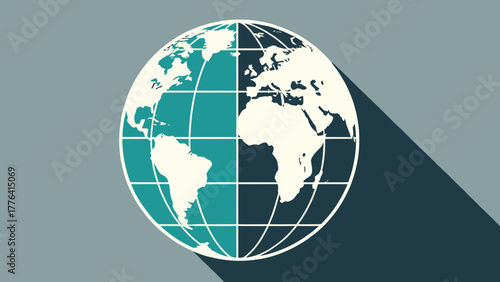 Clean and modern linear illustrations of the planet Earth, accurate continental outlines, longitude and latitude lines, and abstract global concepts in minimal vector style.