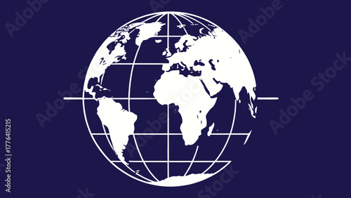 Clean and modern linear illustrations of the planet Earth, accurate continental outlines, longitude and latitude lines, and abstract global concepts in minimal vector style.