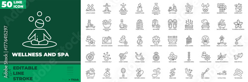 Wellness And Spa Line Editable Icons set. Vector illustration in modern thin line style of Wellness And Spa icons: spa, sauna, massage, etc