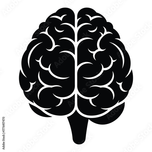 Human brain silhouette illustration, an isolated graphic depicting intellect, memory, and cognitive function, ideal for neurology, education, and psychological concepts.