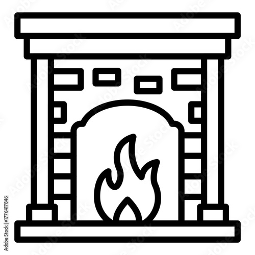 Fireplace Line Color Icon