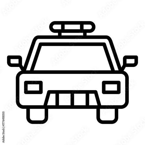 Police Car Line Color Icon