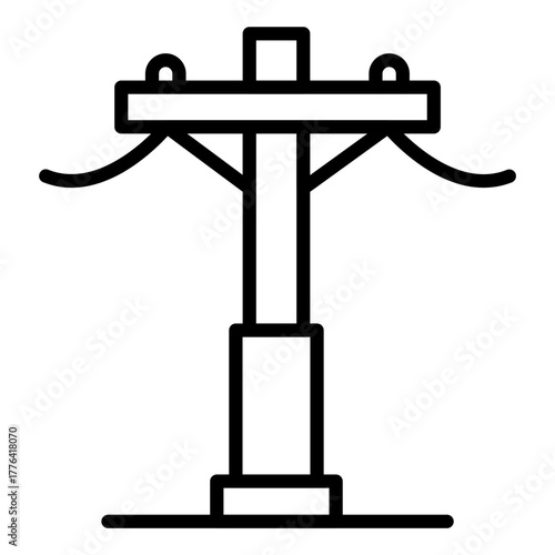 Electric Pole Line Color Icon